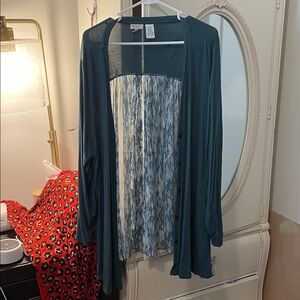 Teal Open Front Cardigan